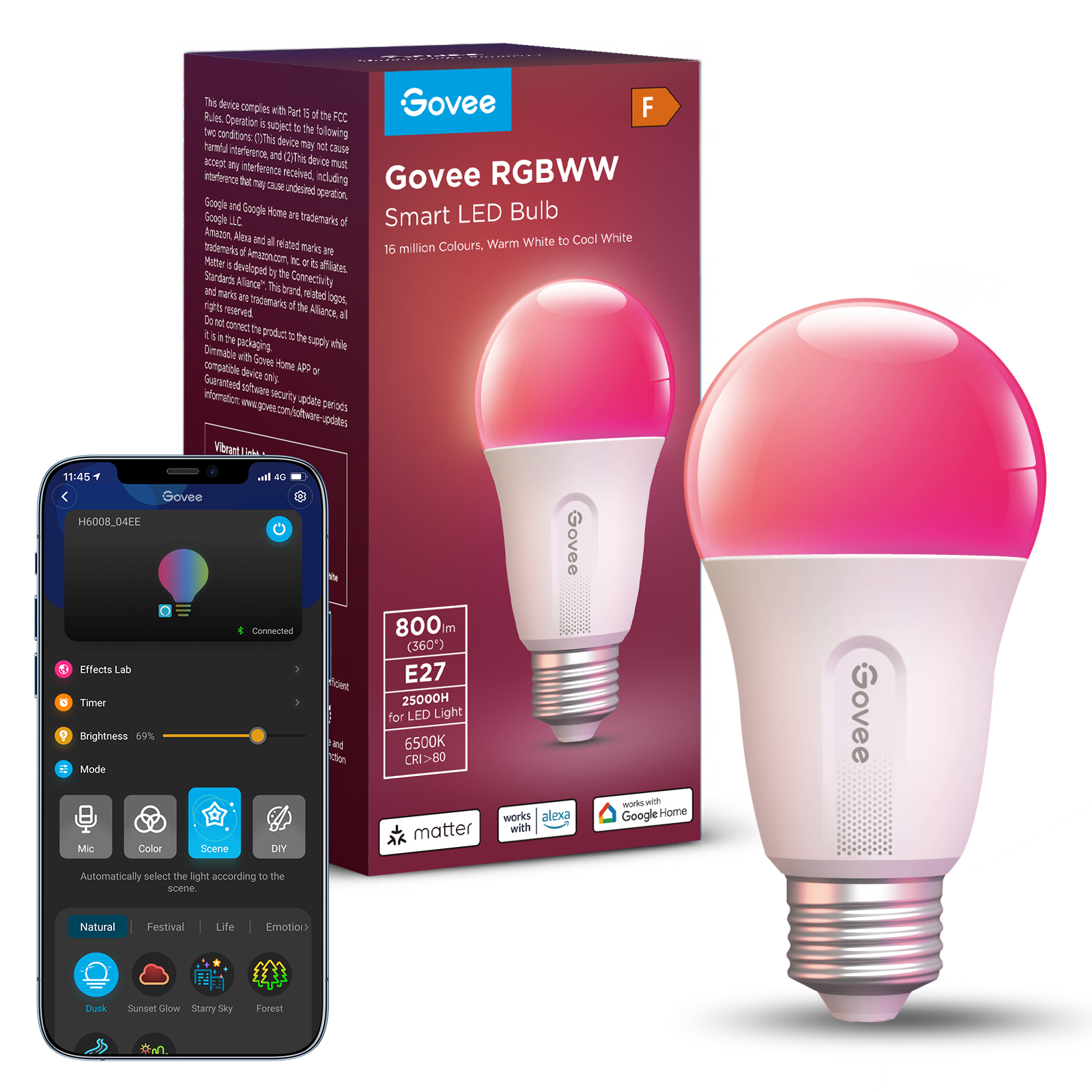 Govee Smart LED Bulb 800 lm E27 RGBWW, Ansicht 2