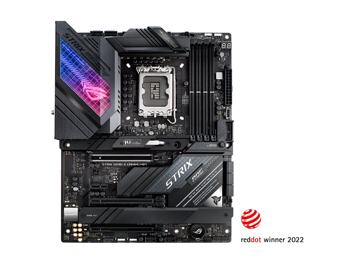 ASUS ROG STRIX Z690-E GAMING WIFI - Motherboard - ATX - LGA1700 Sockel - Z690 Chipsatz - USB-C Gen 2x2, USB-C Gen2, USB 3.2 Gen 1, USB 3.2 Gen 2 - 2.5 Gigabit LAN, Wi-Fi, Bluetooth - Onboard-Grafik (CPU erforderlich)