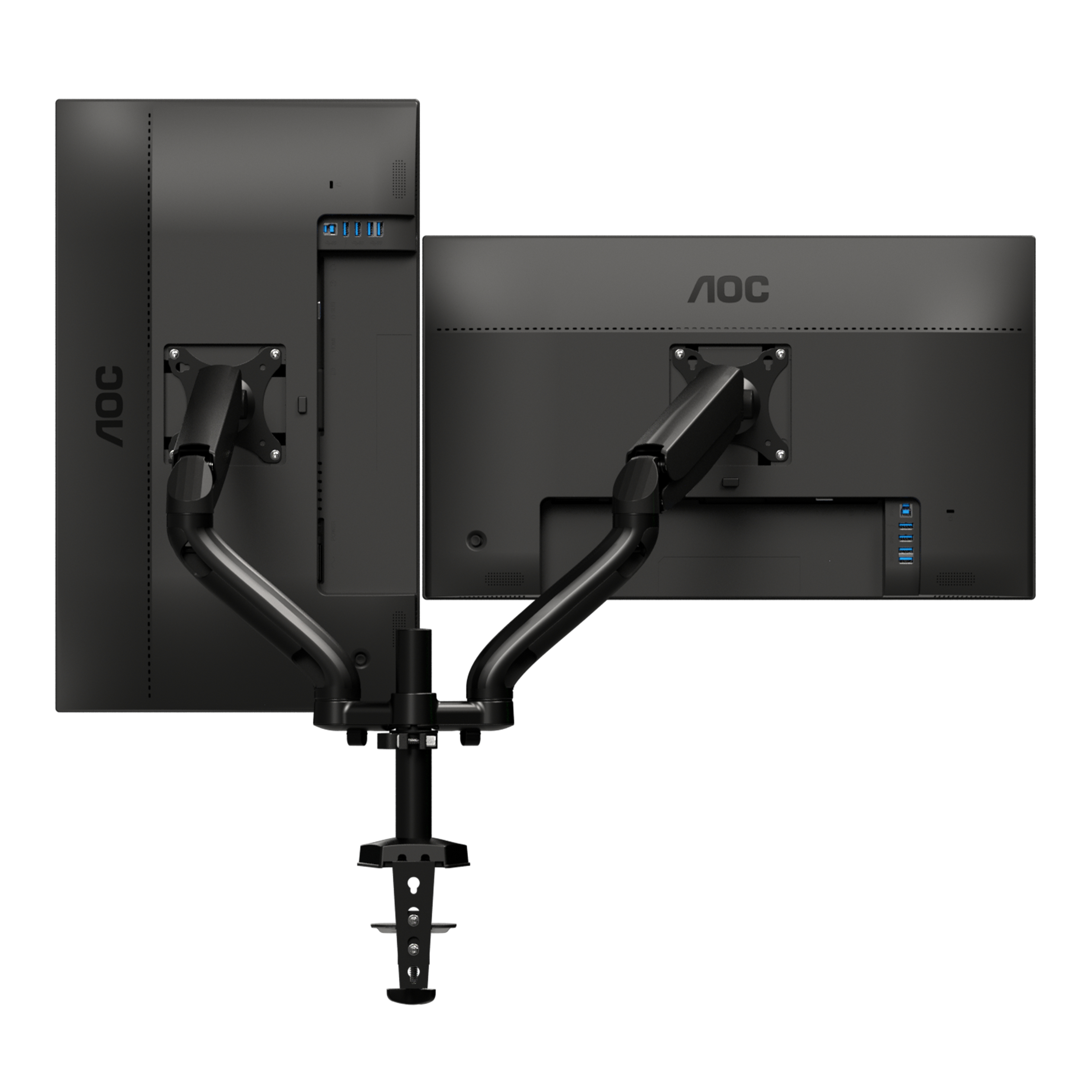 AOC AD110D0 - Befestigungskit - einstellbarer Arm - für 2 LCD-Displays - Schwarz - Bildschirmgröße: bis zu 27 Zoll, Ansicht 4