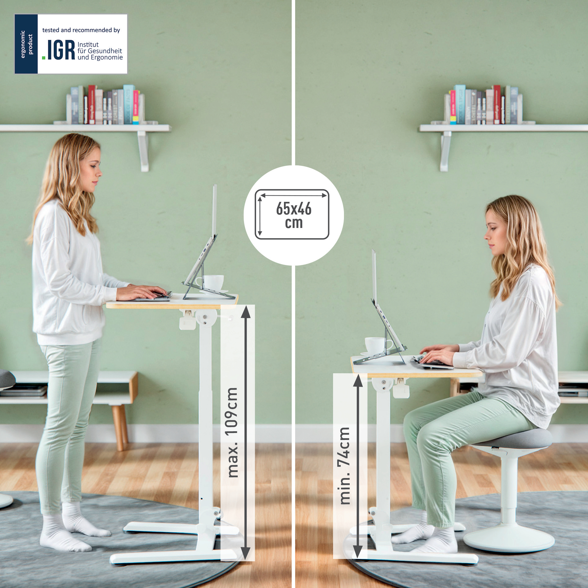 Esselte Leitz Ergo Sitz/Stehtisch klein klappbar weiß, Ansicht 3