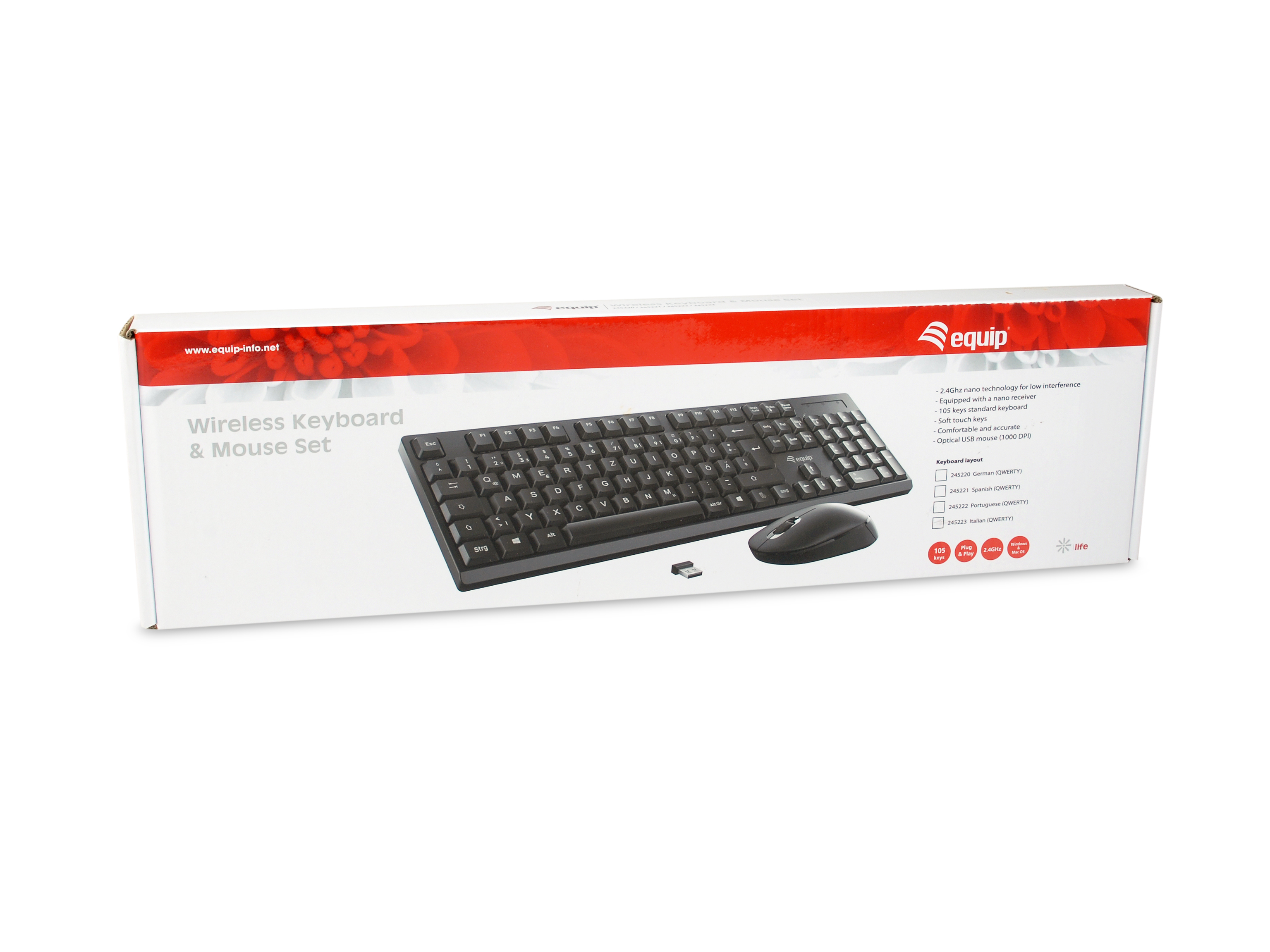 Equip Kabelloses Tastatur und Mausset - Kabellos - RF Wireless - Schwarz - Maus enthalten - TL: Spanisch, QWERTY, Ansicht 4