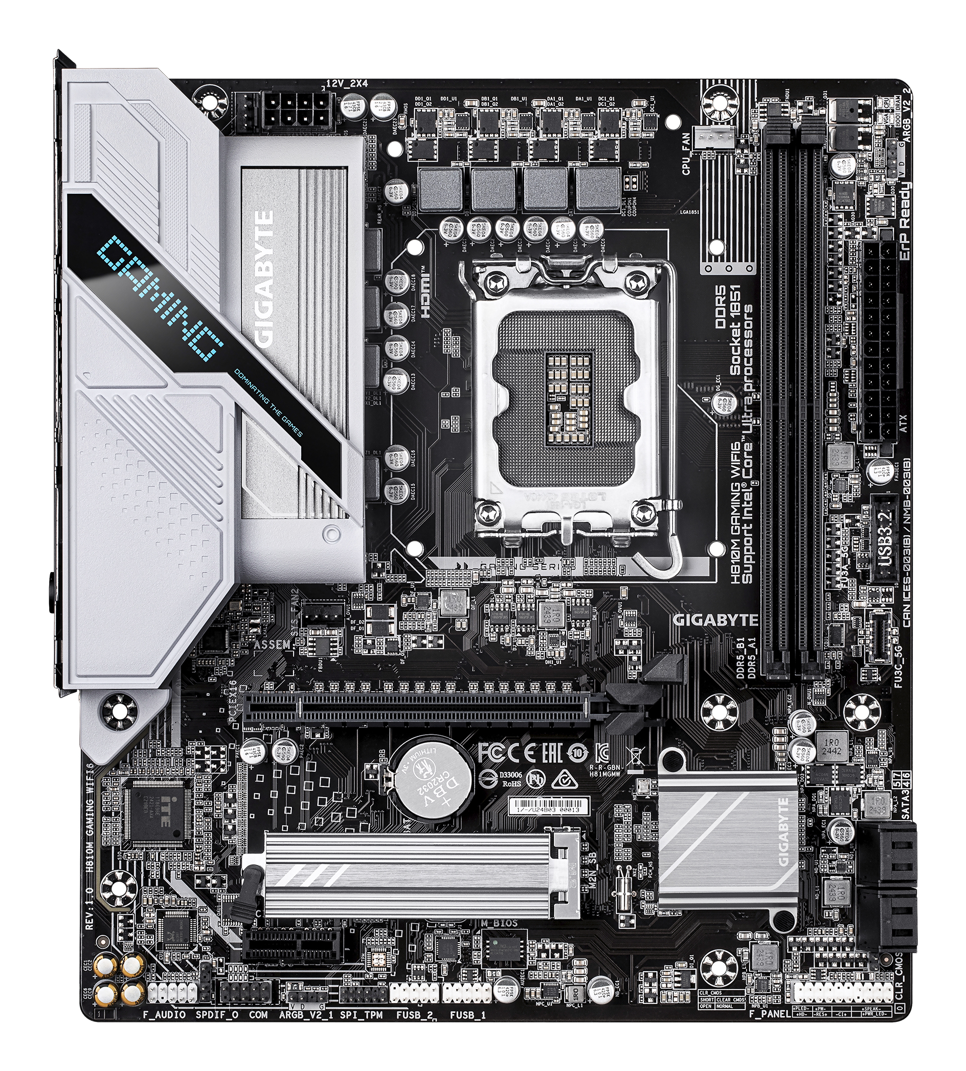 Gigabyte 1851 H810M Gaming WIFI6 - DDR5/M.2/DP/HDMI/mATX - Mainboard - Intel H810, Ansicht 2