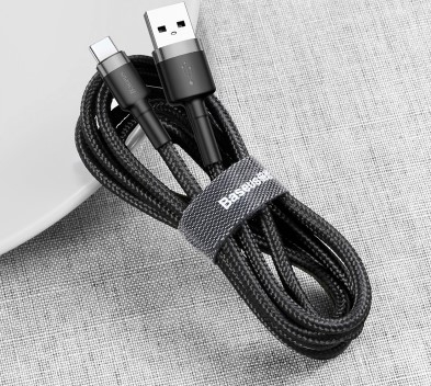 Baseus Cafule Cable USB Cable Durable Nylon Cable USB/USB-C QC3.0 2A 3M Black-Gray (CATKLF-UG1) Universal, Ansicht 2