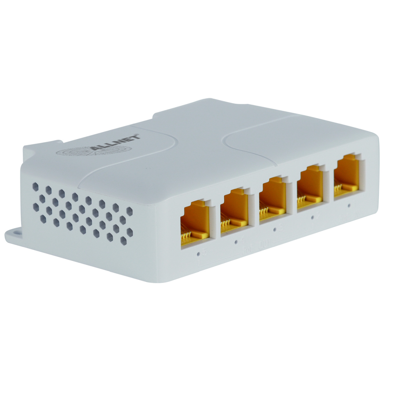 ALLNET Switch unmanaged• 5x GbE• PoE Budget 85W• 1x bt out 3x - Switch - Kupferdraht, Ansicht 3
