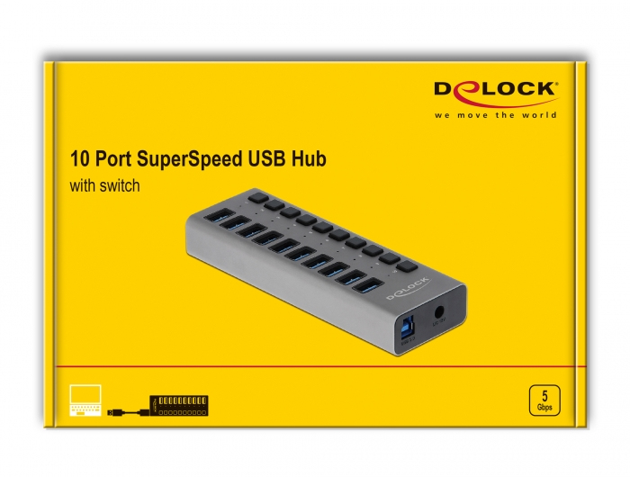 Delock Hub - 10 x SuperSpeed USB 3.0 - Desktop, Ansicht 3