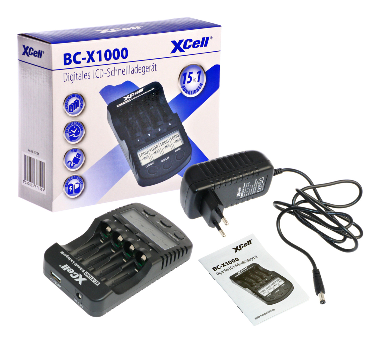 XCell Schnellladegerät BC-X1000 1-4x AAA AA LCD-Display - Schnellladegerät - Micro (AAA), Ansicht 3