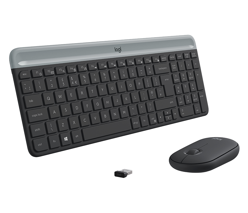 Logitech MK470, Volle Größe (100%), Kabellos, RF Wireless, QWERTZ, Graphit, Maus enthalten