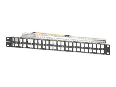 Intellinet Leeres Keystone-Patchpanel - Rack montierbar - abgeschirmt - Schwarz - 1U - 48.3 cm (19")