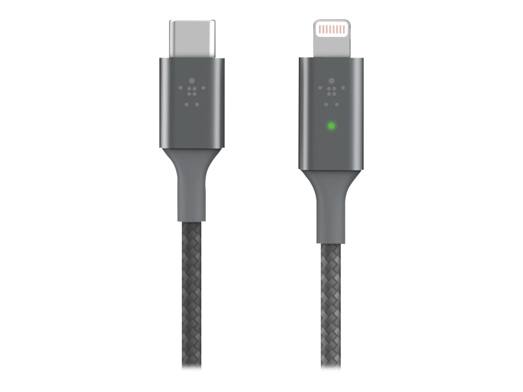 Belkin BOOST CHARGE Smart - Lightning-Kabel - 24 pin USB-C männlich zu Lightning männlich - 1.2 m - Grau - unterstützt Stromversorgung