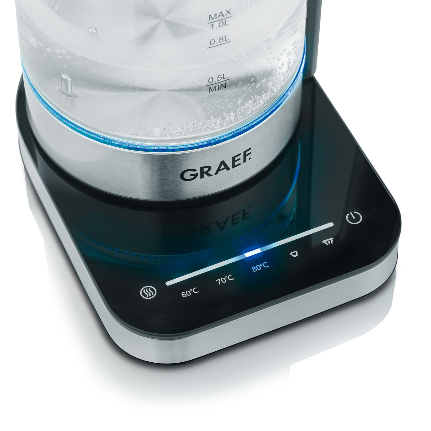 Graef WK350 - 1 l - 2000 W - Schwarz - Edelstahl - Transparent - Glas - Wasserstandsanzeige - Überhitzungsschutz, Ansicht 4