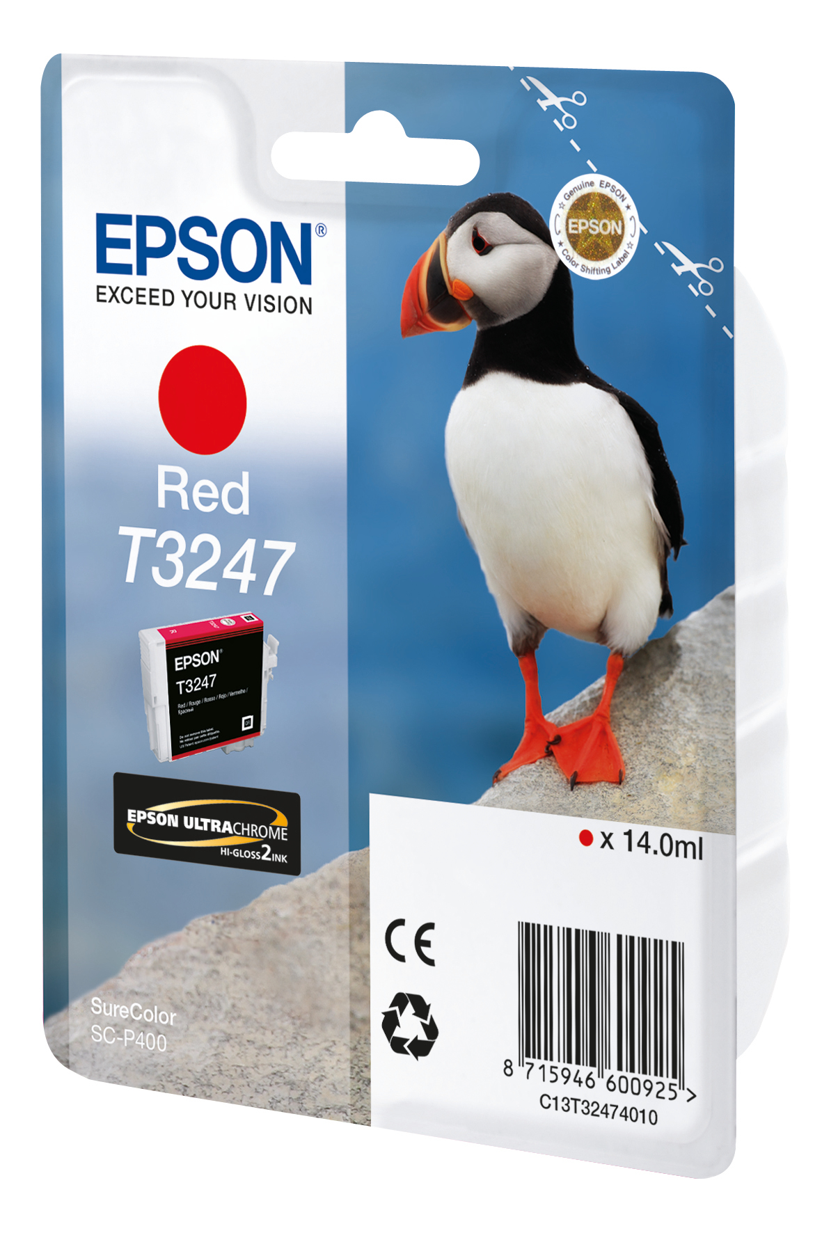 Epson T3247 Red, Tinte auf Pigmentbasis, 14 ml, 980 Seiten, 1 Stück(e)