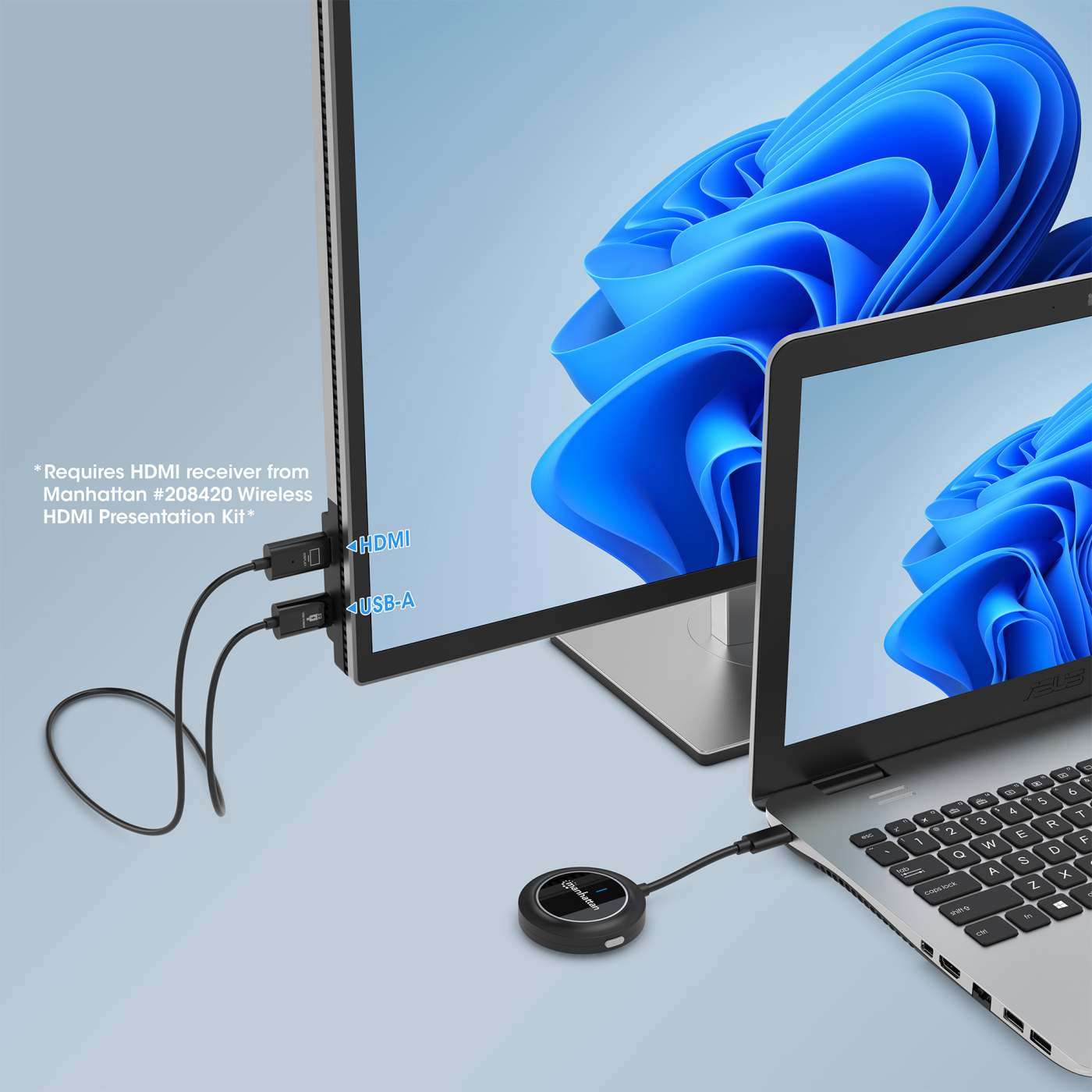 Manhattan 1080p Wireless HDMI-Displayadapter+ USB-C Sender - Digital/Daten - Digital/Display/Video, Ansicht 4