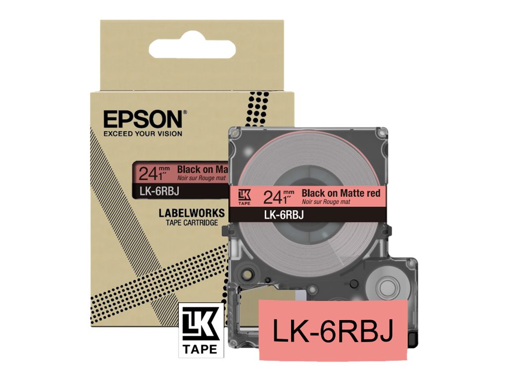 Epson LabelWorks LK-6RBJ - Schwarz auf Mattrot - Rolle (2,4 cm x 8 m) 1 Kassette(n) Hängebox - Bandkassette - für LabelWorks LW-C610