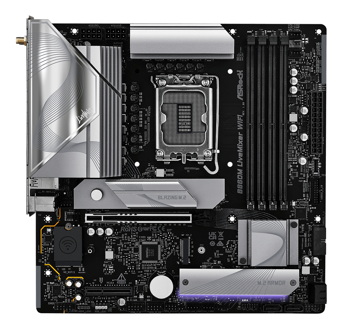 ASRock B860M LiveMixer WiFi - Motherboard - micro ATX - LGA1851-Sockel - B860 Chipsatz, Ansicht 3