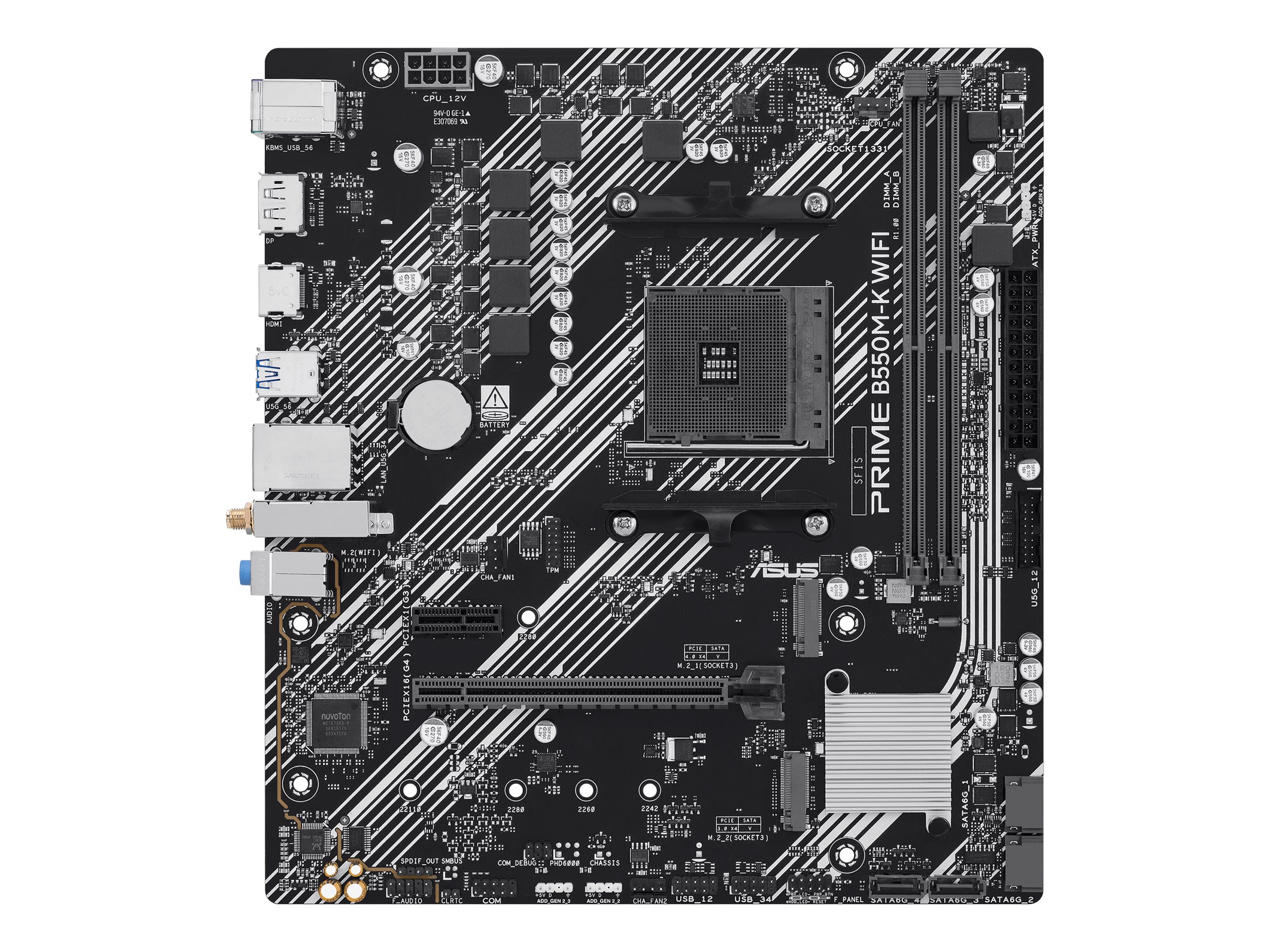 ASUS PRIME B550M-K WIFI - Motherboard - micro ATX - Socket AM4 - AMD B550 Chipsatz - USB 3.2 Gen 1 - Gigabit LAN, Wi-Fi 6, Bluetooth - Onboard-Grafik (CPU erforderlich)