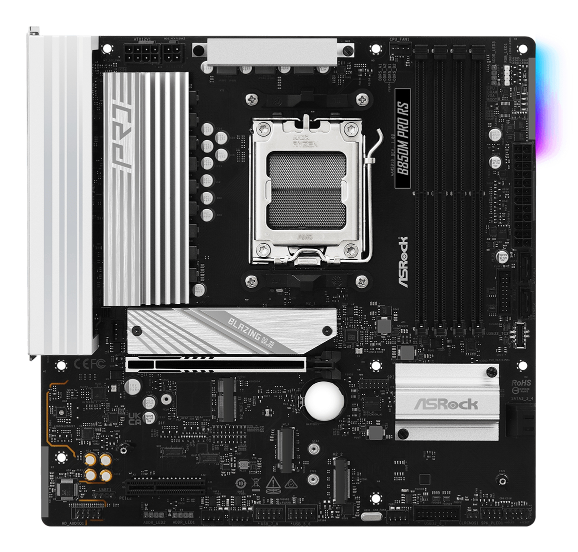 ASRock B850M Pro RS AM5 mATX HDMI/DP DDR5 - AMD Sockel AM5 (Ryzen Zen4) - Micro/Mini/Flex-ATX, Ansicht 3