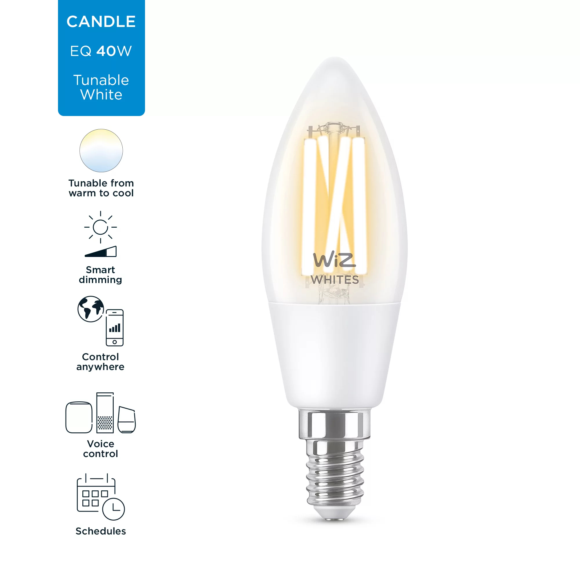 WIZCONNECTED 8718699787196 LED EEK F A - G E14 Warmweiß bis Kaltweiß app-gesteuert, Ansicht 3
