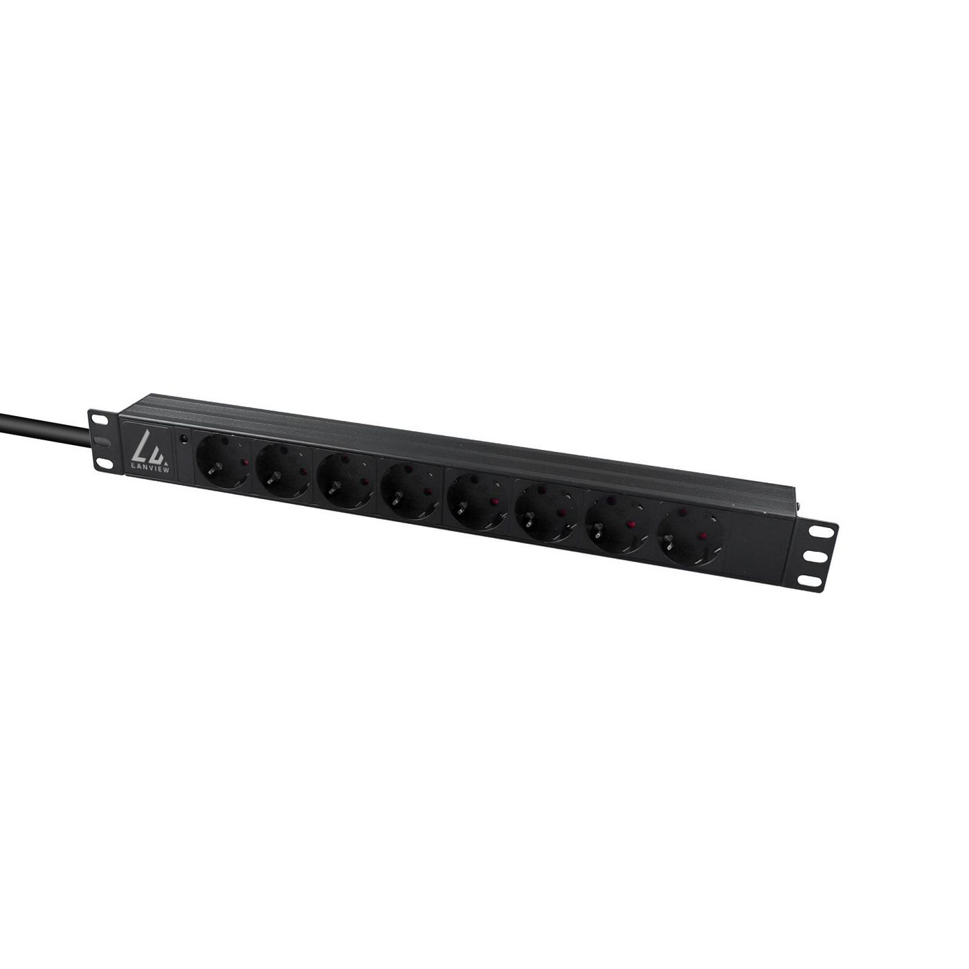 Lanview 19'' rack mount power strip 16A with 8 x Schuko type - Rackbefestigung, Ansicht 3
