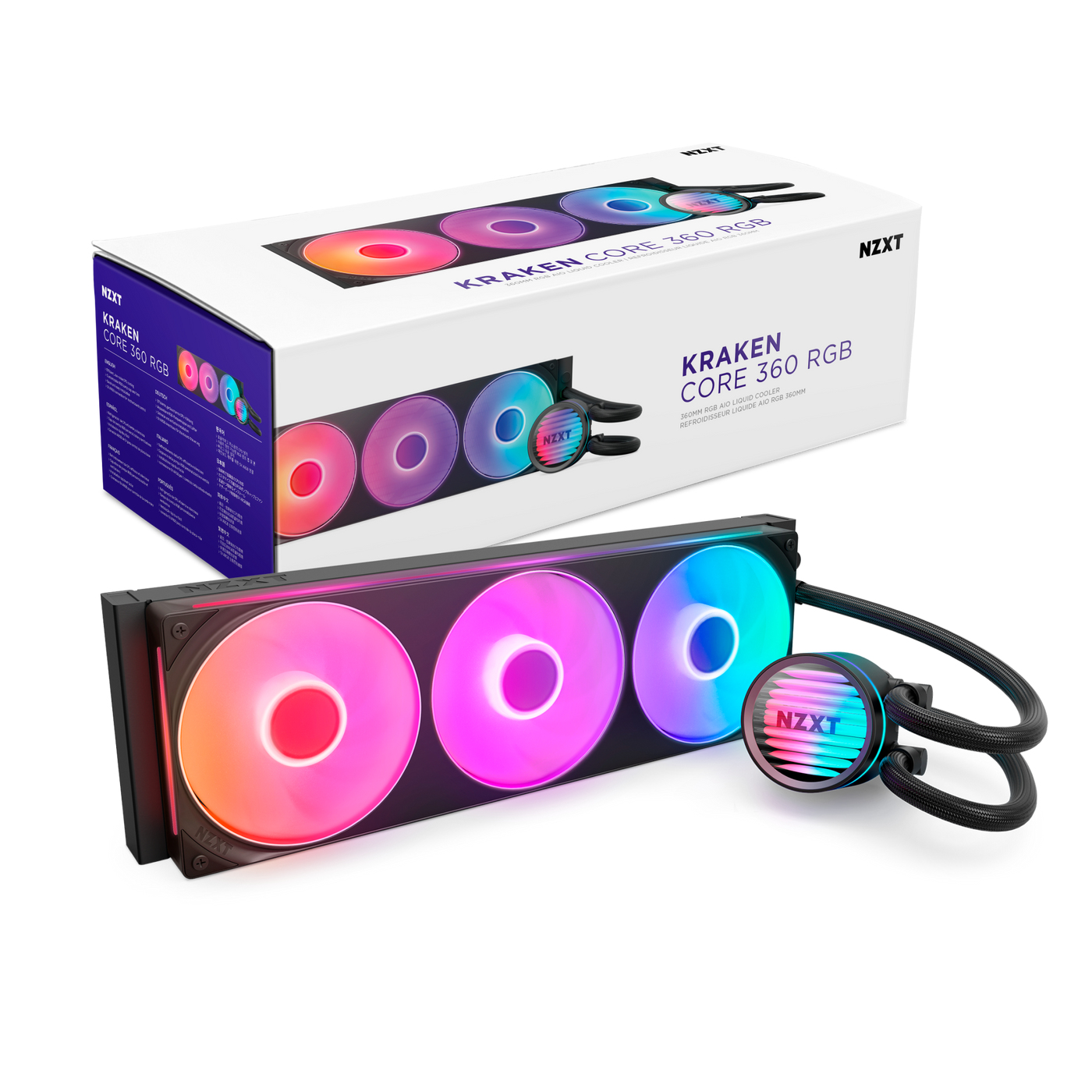 NZXT Kraken Core 360 RGB schwarz - AMD Sockel AM4 (Ryzen) - AMD Sockel AM5 (Ryzen Zen4), Ansicht 2