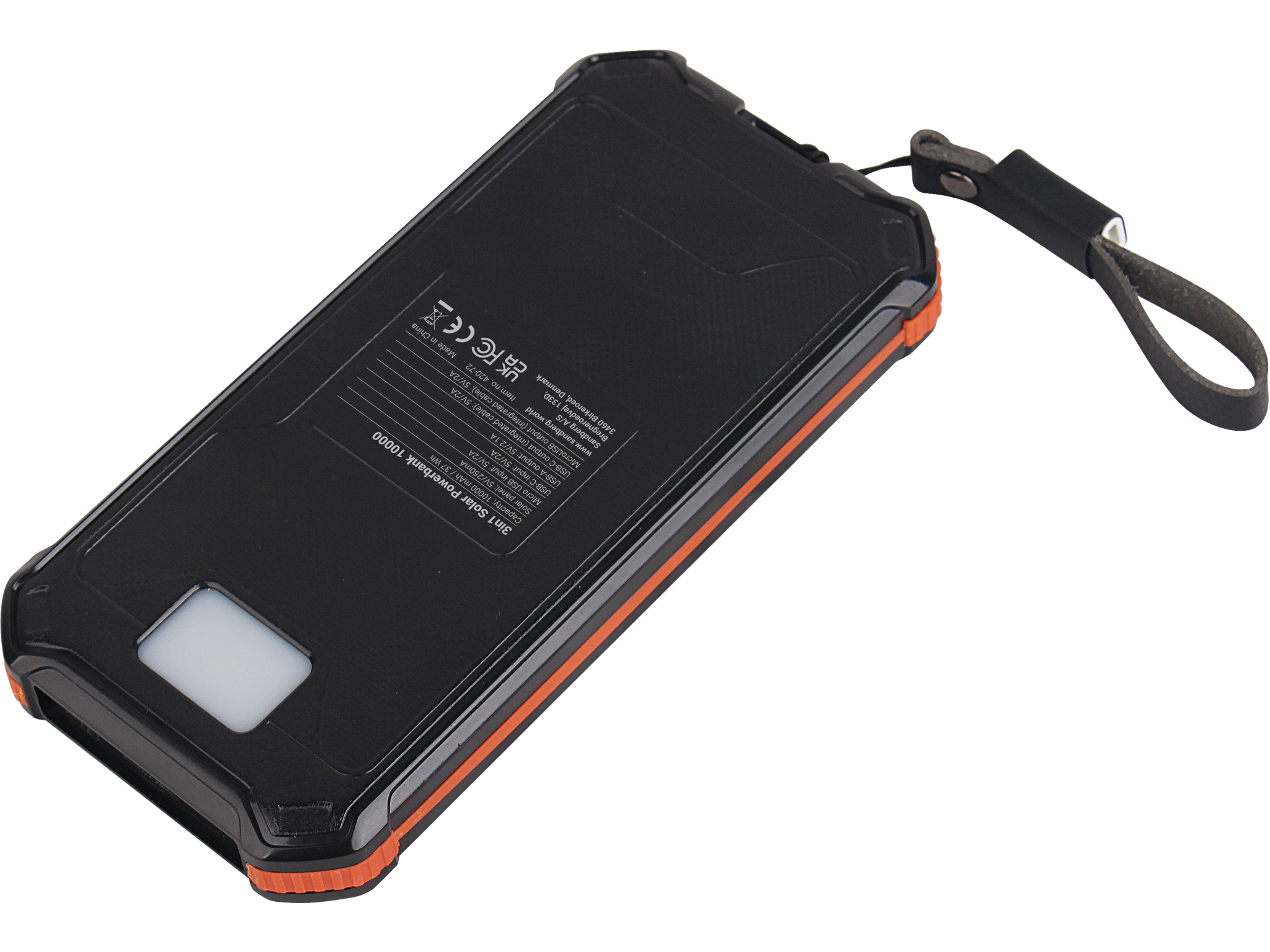 SANDBERG Active - Solar-Powerbank - 3-in-1 - 10000 mAh - 37 Wh - 2.1 A - 3 Ausgänge(USB, Micro-USB Type A, 24 pin USB-C), Ansicht 4