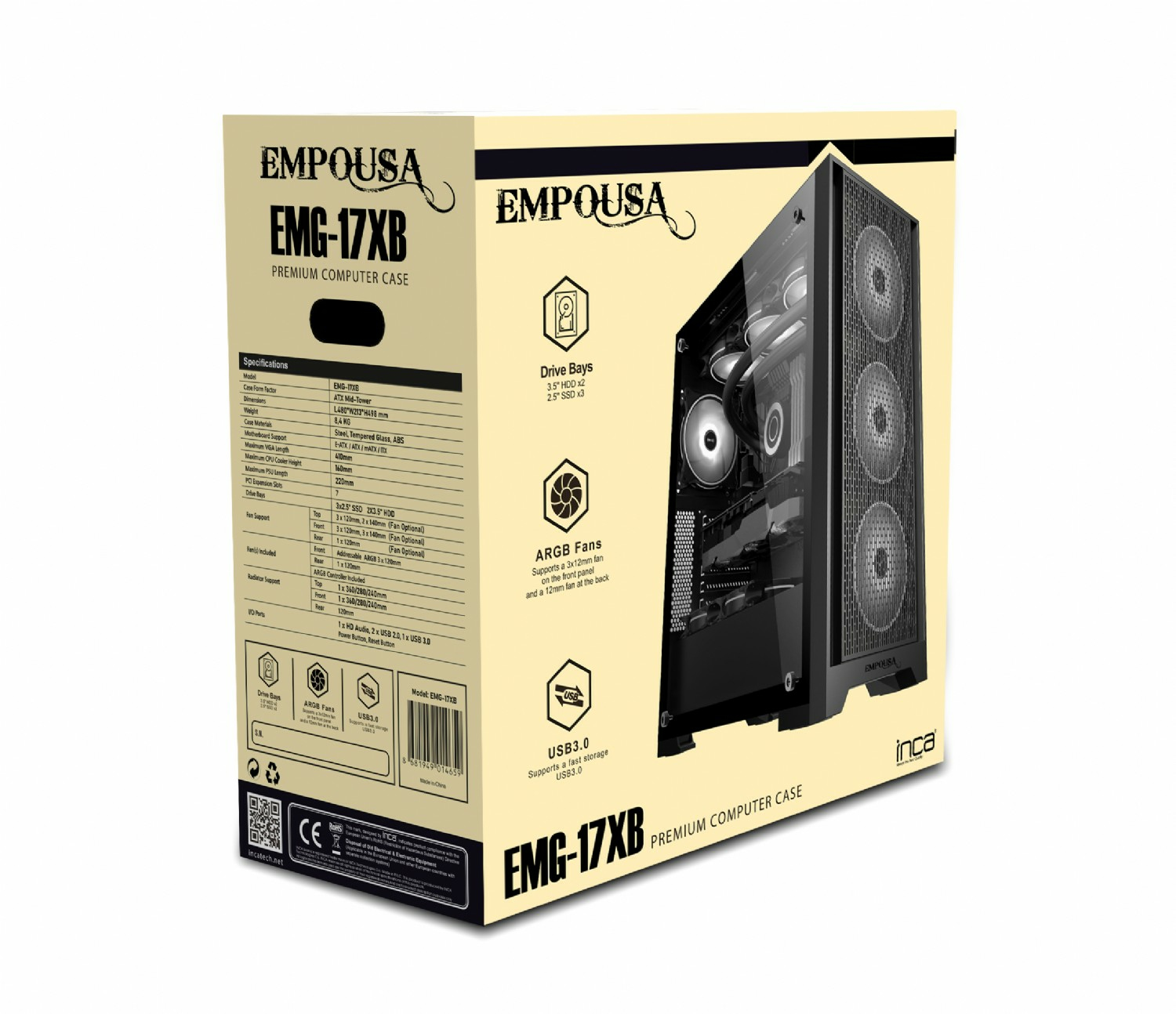 INCA Geh EMG-15XB - Midi/Minitower - ATX, Ansicht 2