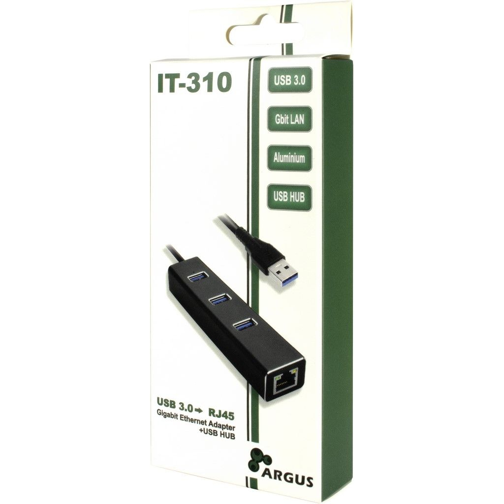 Inter-Tech Argus IT-310 - Hub - 3 x SuperSpeed USB 3.0 + 1 x 10/100/1000, Ansicht 4