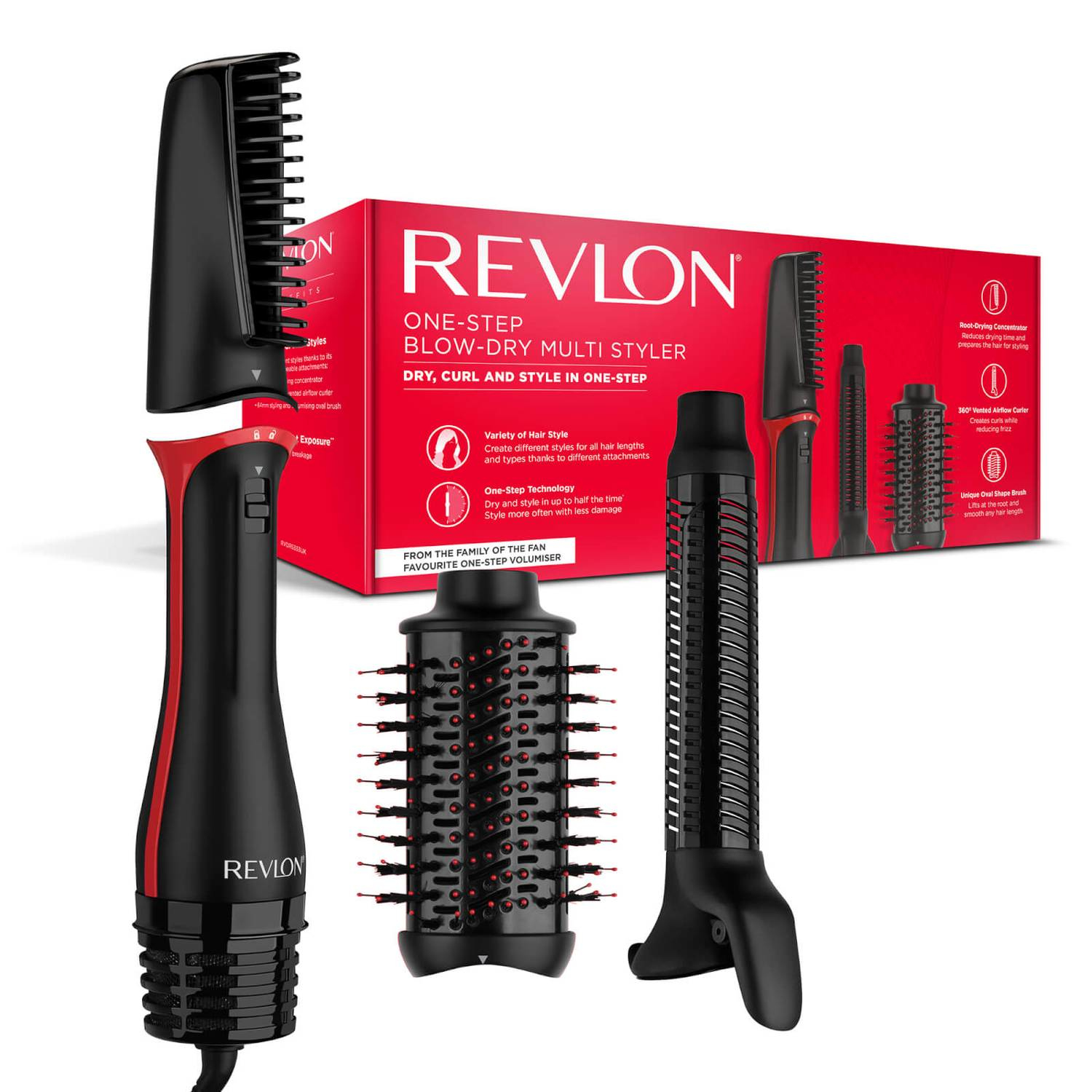 Revlon RVDR5333E - Multistyler - Warm - Tasten - Alle Haare - 90 °C - Schwarz - Rot, Ansicht 2