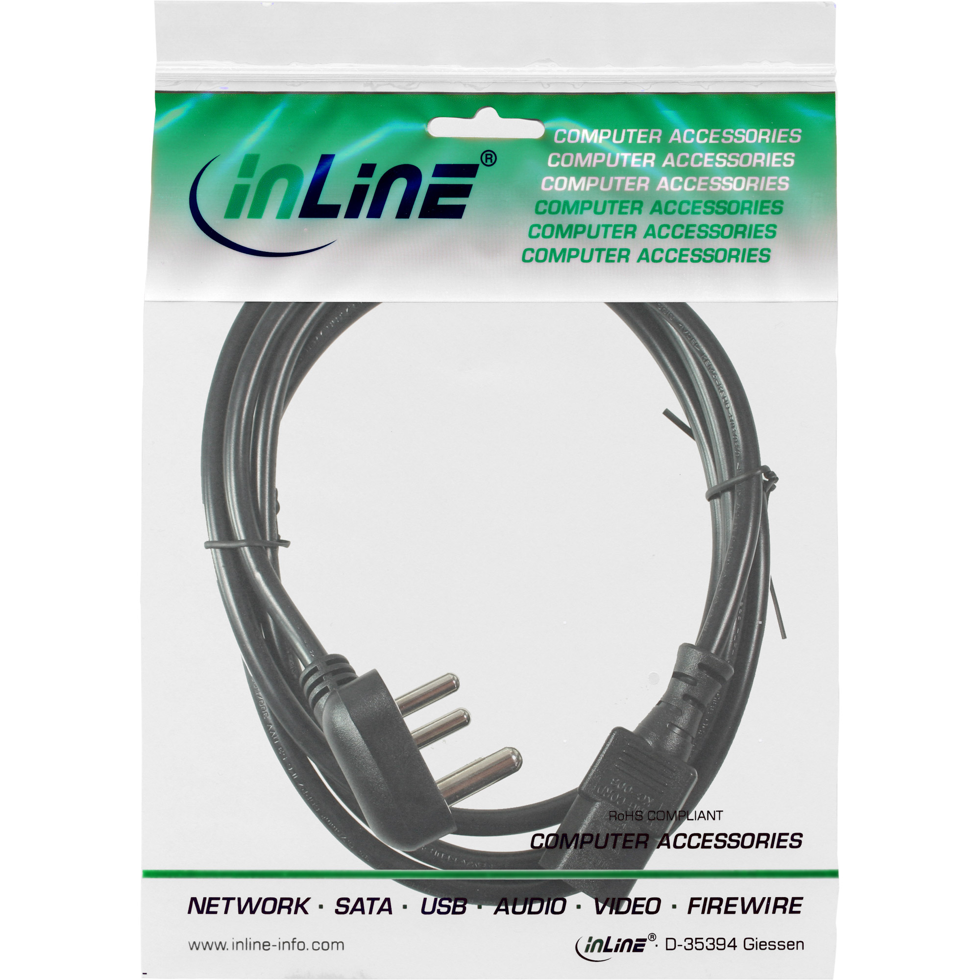 InLine Netzkabel - Netzst. Südafrika 10A Typ M auf Kaltgerätestecker C13 - 18m