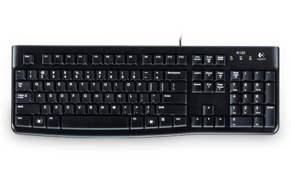 Logitech Keyboard K120 for Business, Volle Größe (100%), Kabelgebunden, USB, QWERTY, Schwarz