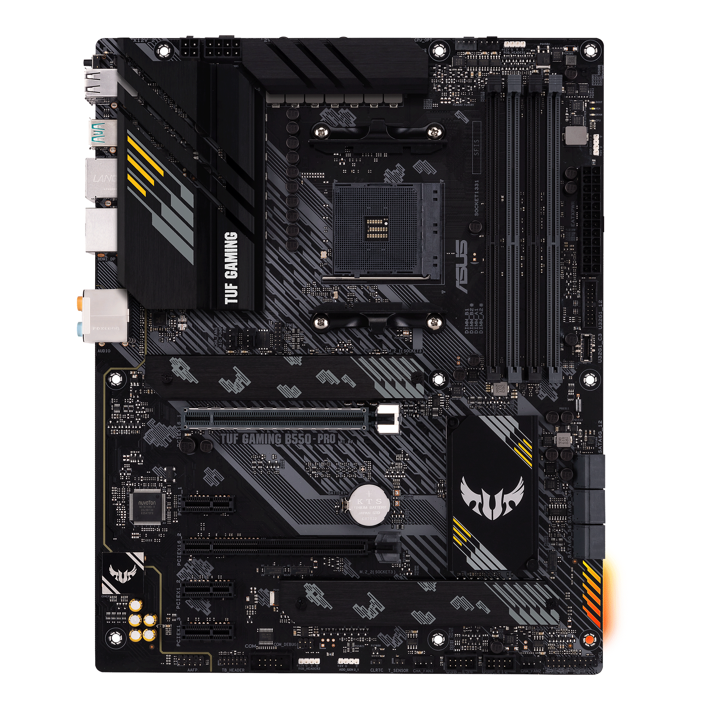 ASUS TUF GAMING B550-PRO, AMD, Sockel AM4, AMD Athlon, AMD Ryzen™ 3, AMD Ryzen™ 5, AMD Ryzen™ 7, 3rd Generation AMD Ryzen™ 9, Sockel AM4, DDR4-SDRAM, 128 GB