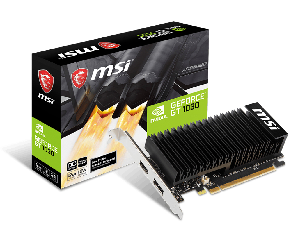 MSI GeForce GT 1030 2GHD4 LP OC, GeForce GT 1030, 2 GB, GDDR4, 64 Bit, 2100 MHz, PCI Express x16 3.0