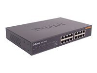 Switch / D-Link DES-1016D/E / unmanaged / 16x 10/100TX / Auto-Uplink MDI-II/-X / inkl. 19" Kit / int. Netzteil / 1HE / lüfterlos