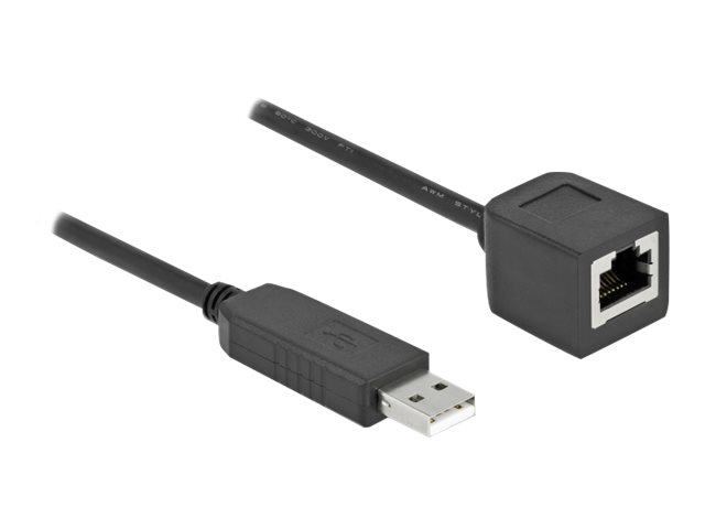Delock Serielles Anschlusskabel mit FTDI Chipsatz, USB 2.0 Typ-A Stecker zu RS-232 RJ45 Buchse 50 cm schwarz