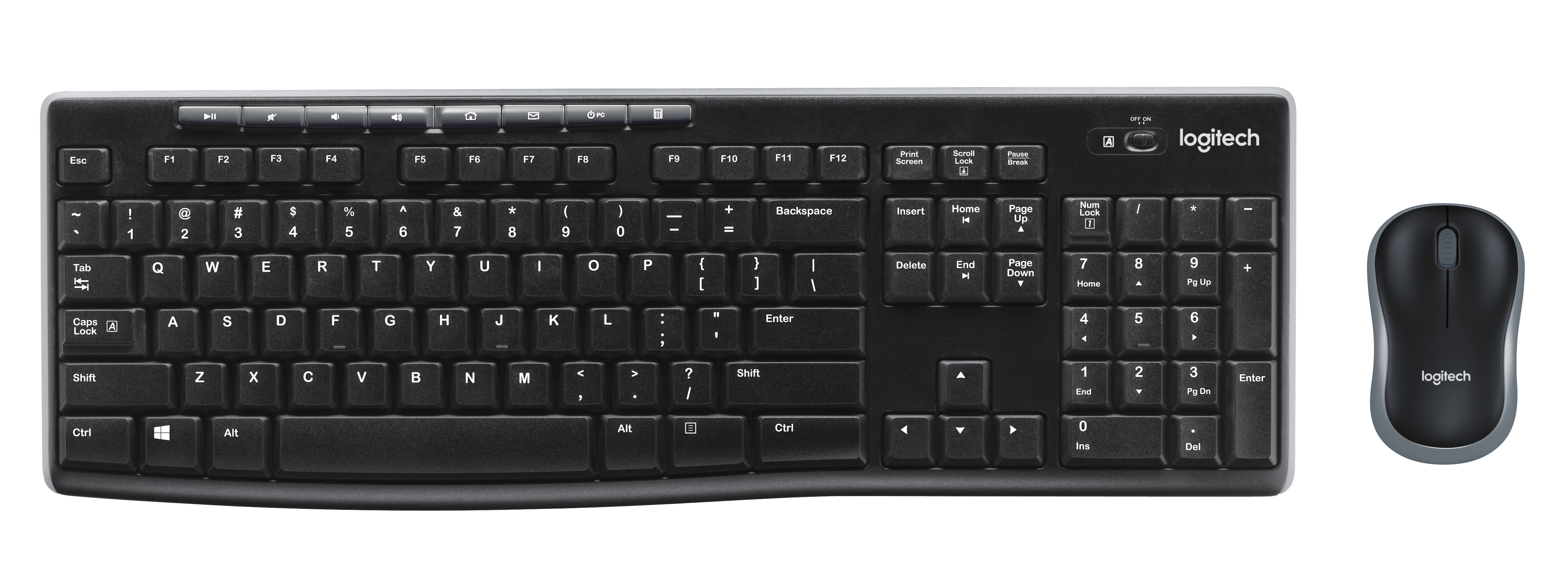 Logitech Wireless Combo MK270, Volle Größe (100%), Kabellos, USB, QWERTY, Schwarz, Maus enthalten