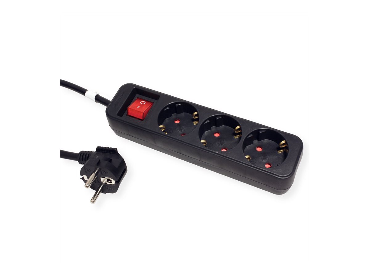 ROLINE Steckdosenleiste - Wechselstrom 250 V - 3600 Watt - Eingabe, Eingang CEE 7/4 - Ausgangsanschlüsse: 3 (3 x CEE 7/4)