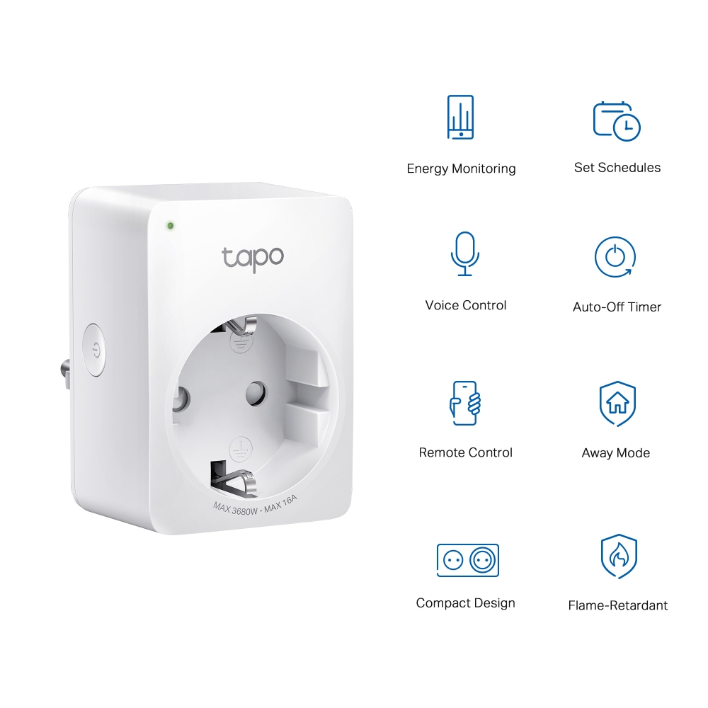 TP-LINK Tapo P110 V1 - Smart-Stecker - mini - kabellos - 802.11b/g/n - 2.4 Ghz (Packung mit 2), Ansicht 2