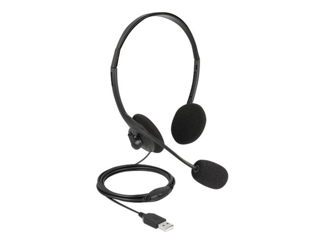 Delock USB Stereo Headset mit Lautstärkeregler für PC und Notebook - Ultra-Leicht