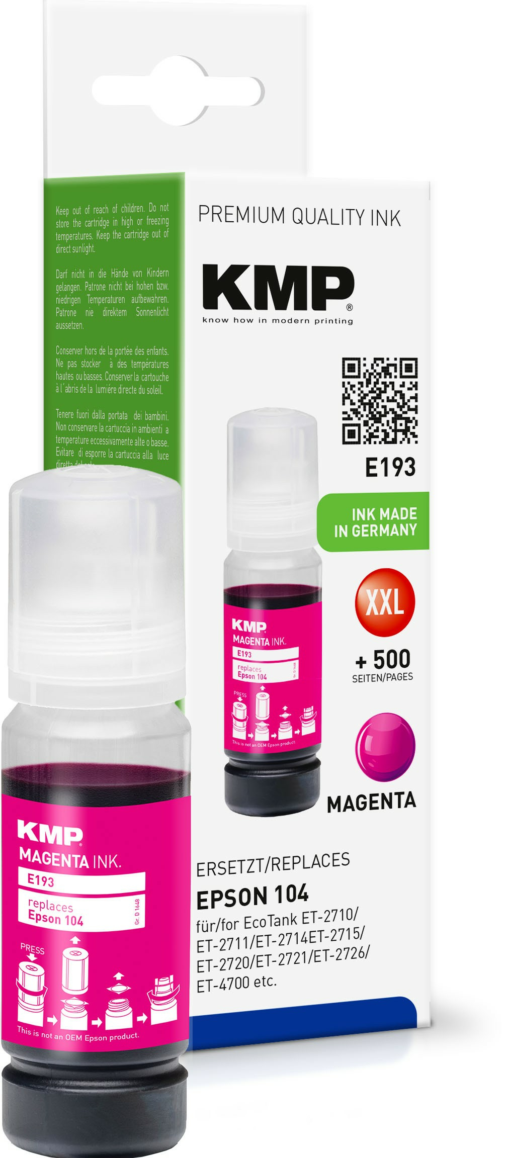 KMP E193 - 70 ml - Magenta - kompatibel - Tintenbehälter (Alternative zu: Epson 104), Ansicht 3