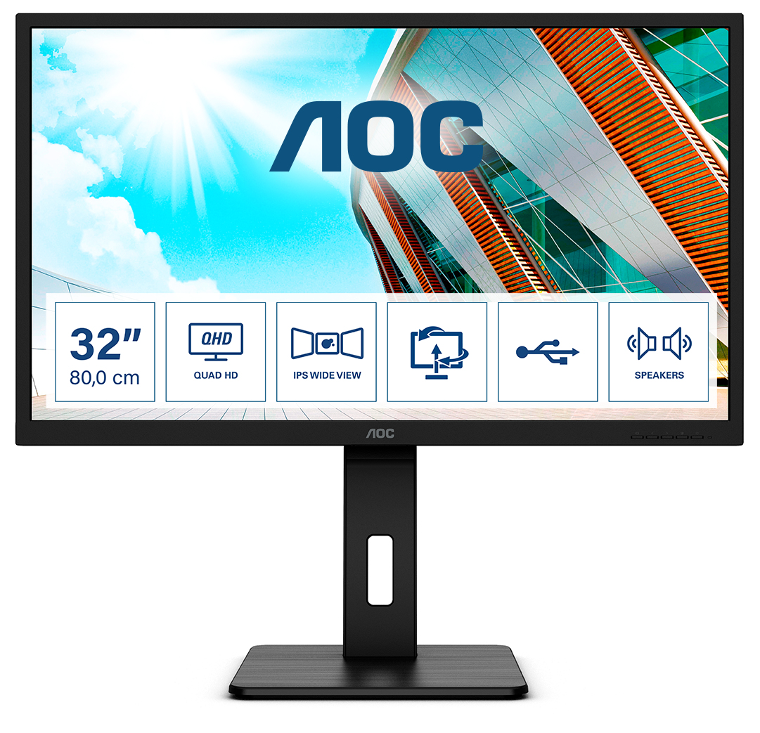 AOC P2 Q32P2, 80 cm (31.5&quot;), 2560 x 1440 Pixel, 2K Ultra HD, LED, 4 ms, Schwarz