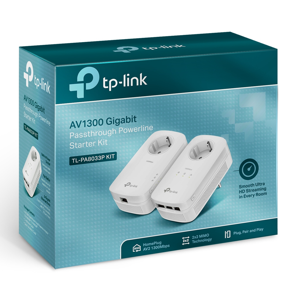 TP-LINK AV1300 - Gigabit Passthrough Starter Kit - Powerline Adapterkit - GigE, HomePlug AV (HPAV), Ansicht 3