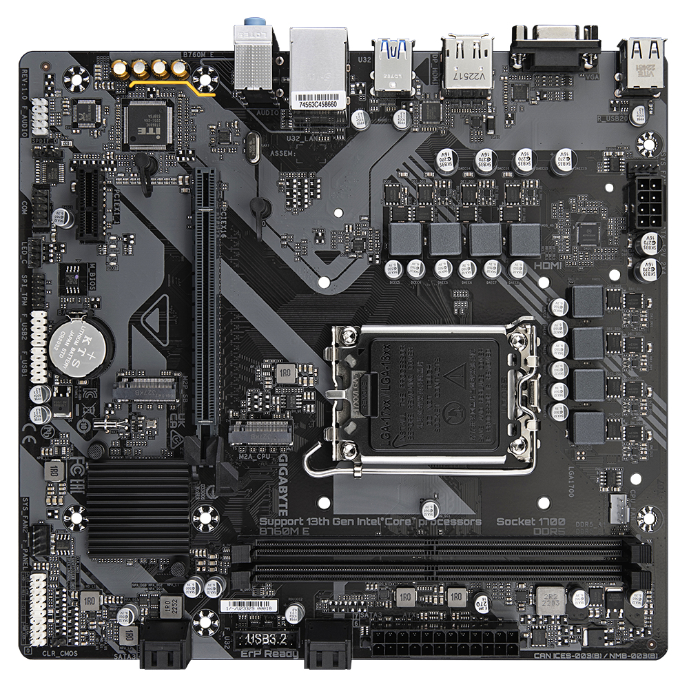 Gigabyte B760M E - 1.0 - Motherboard - micro ATX - LGA1700-Sockel - B760 Chipsatz - (CPU erforderlich), Ansicht 4