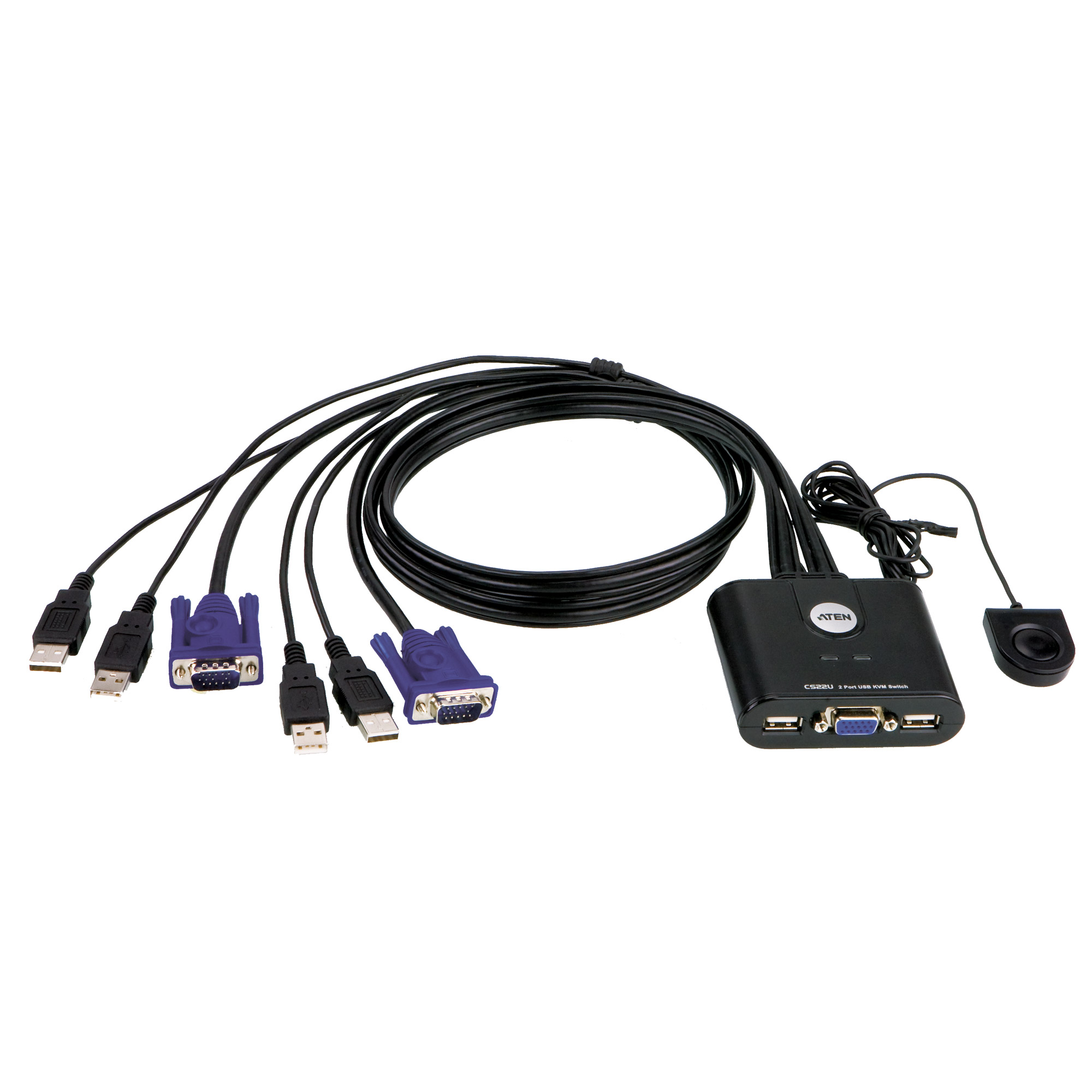 ATEN CS22U Tastatur/Video/Maus (KVM)-Switch Schwarz