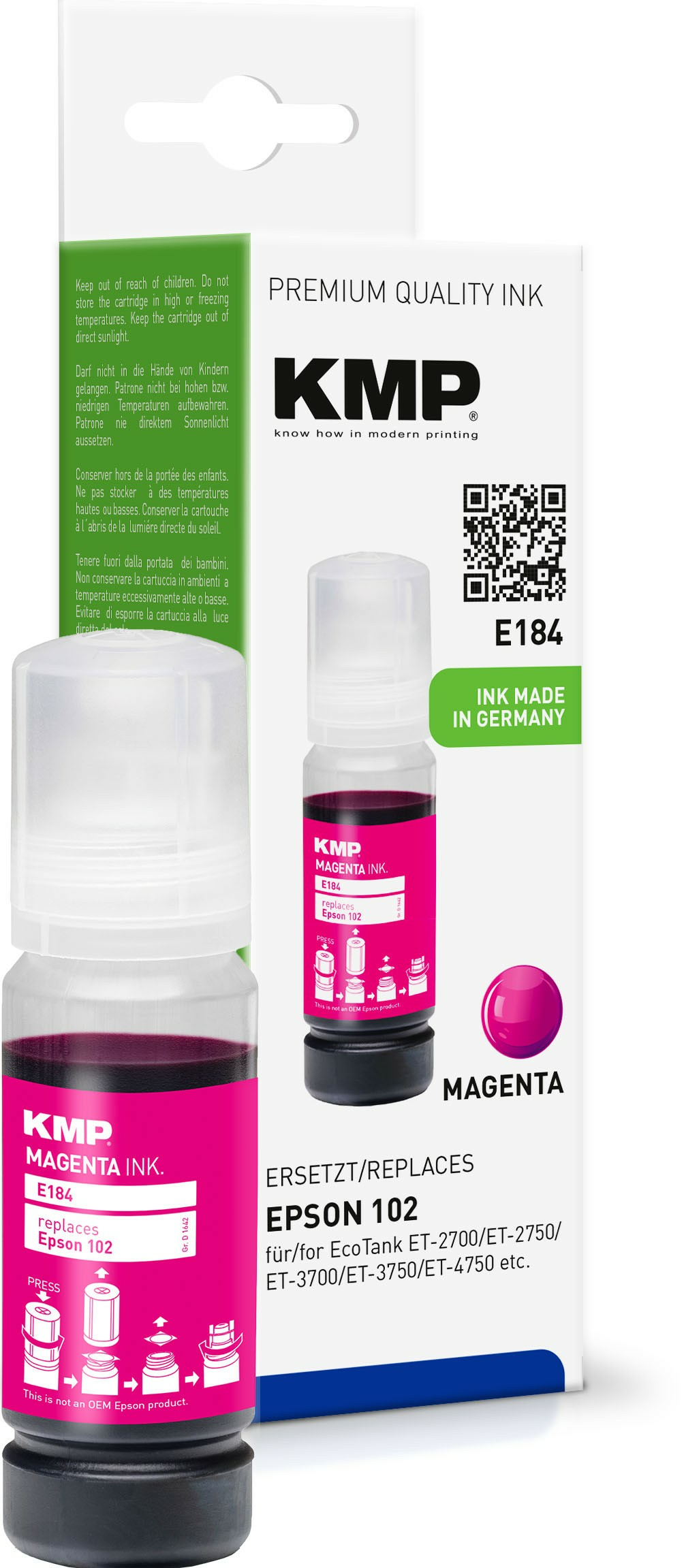 KMP E184 - 70 ml - Magenta - kompatibel - Tintenbehälter (Alternative zu: Epson 102), Ansicht 3