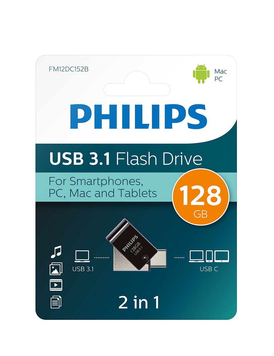 Philips Dual Usb 3.1 Type-C FM12DC152B/00 - 128 GB, Ansicht 2
