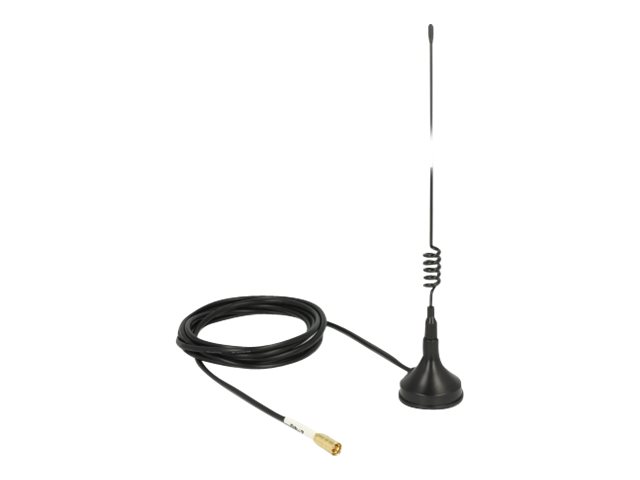 Delock WLAN 802.11 b/g/n Antenne SMB Stecker 2 dBi starr omnidirektional mit magnetischem Standfuß und Anschlusskabel RG-174 1,5 m outdoor schwarz