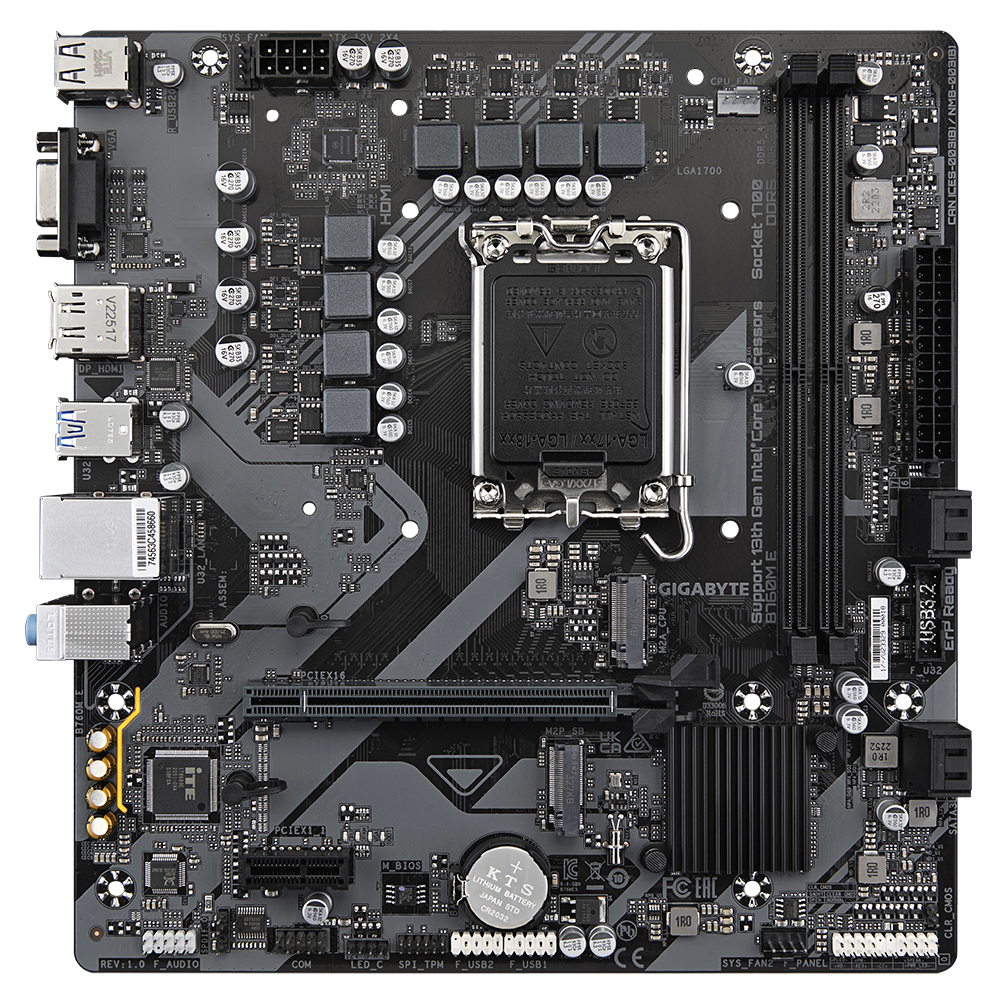 Gigabyte B760M E - 1.0 - Motherboard - micro ATX - LGA1700-Sockel - B760 Chipsatz - (CPU erforderlich), Ansicht 2
