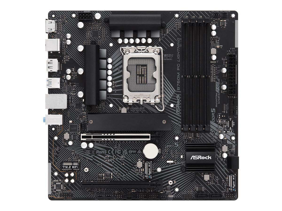 ASRock B760M PG LIGHTNING - Motherboard - micro ATX - LGA1700-Sockel - B760 Chipsatz - USB 3.2 Gen 1, USB-C 3.2 Gen 1 - 