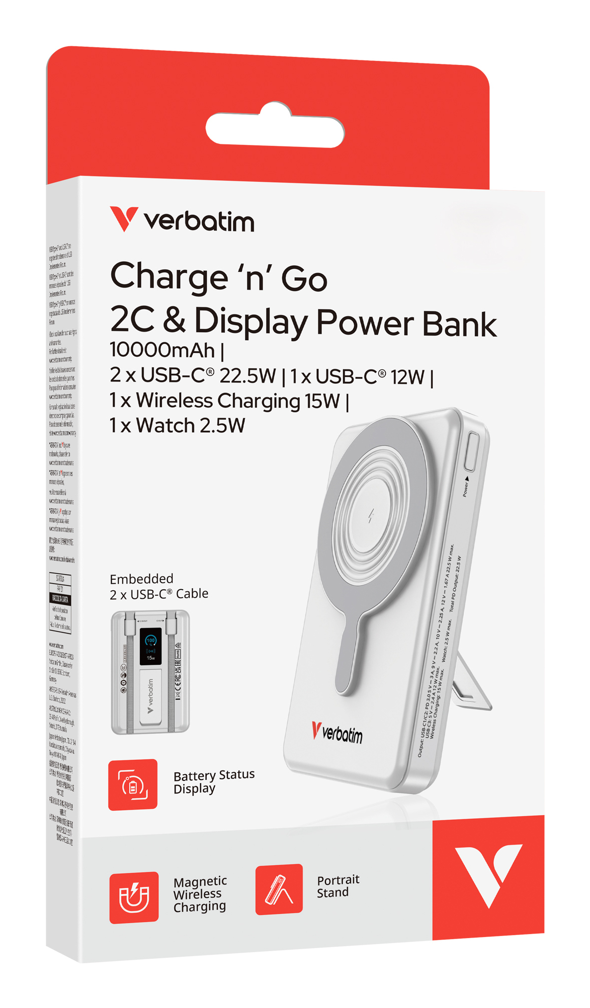 Verbatim Charge´n´Go Power Bank 2C & Display silver - 10.000 mAh, Ansicht 3