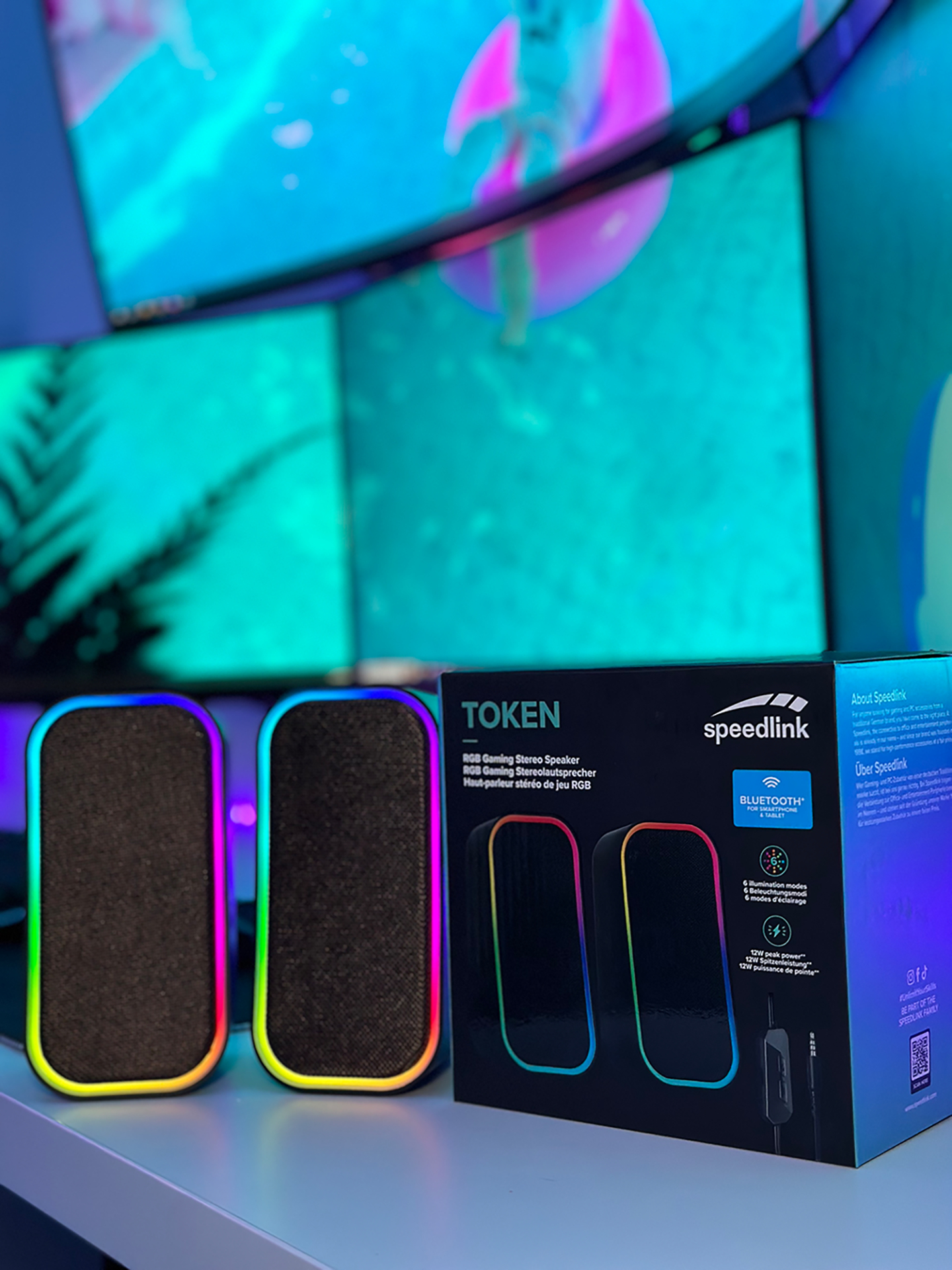 SPEEDLINK Token RGB - Lautsprecher - für PC - 2.0-Kanal - kabellos - Bluetooth - 3 Watt - 6 Watt (Gesamt), Ansicht 4