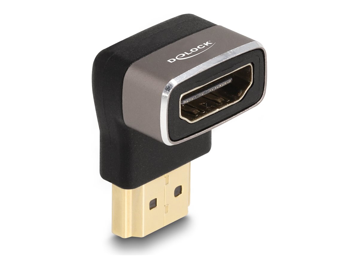 Delock Highspeed - HDMI-Adapter mit Ethernet - HDMI männlich zu HDMI weiblich nach oben angewinkelt - SchwarzGrau - unterstützt 8K 60 Hz (7680 x 4320)